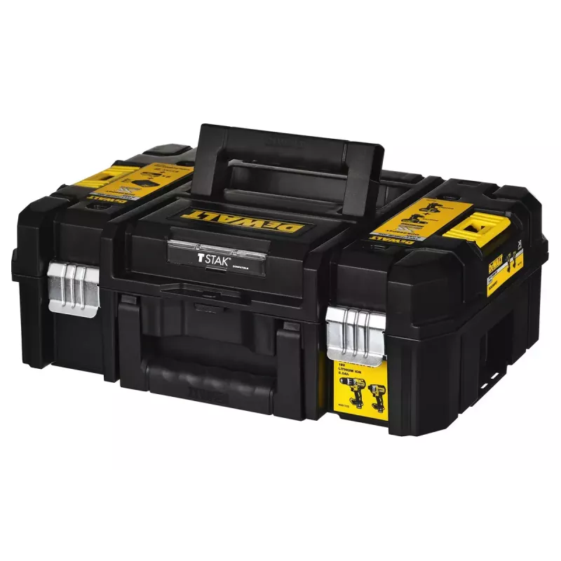 Belaidžių įrankių rinkinys DeWalt DCK266P2T — 18V, 2×5.0Ah akumuliatoriai, atraminis gręžtuvas ir kombinuotas gręžtuvas, įkroviklis, dėklas