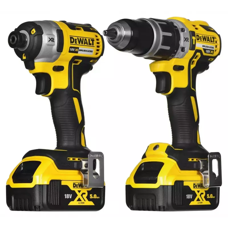 Belaidžių įrankių rinkinys DeWalt DCK266P2T — 18V, 2×5.0Ah akumuliatoriai, atraminis gręžtuvas ir kombinuotas gręžtuvas, įkroviklis, dėklas