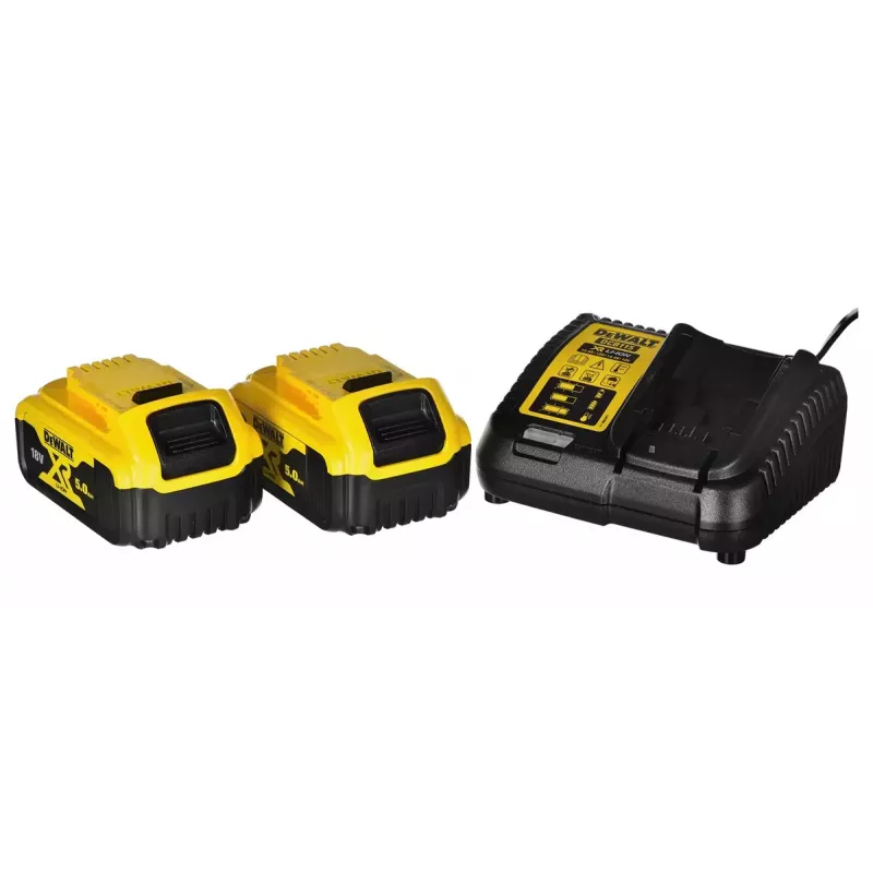Belaidžių įrankių rinkinys DeWalt DCK266P2T — 18V, 2×5.0Ah akumuliatoriai, atraminis gręžtuvas ir kombinuotas gręžtuvas, įkroviklis, dėklas