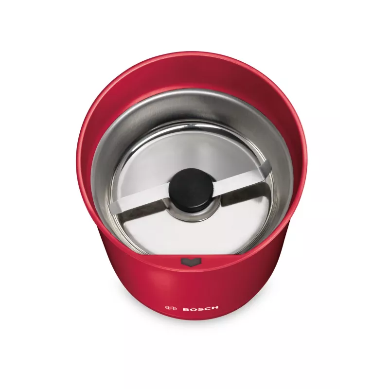 Kavos malūnėlis Bosch TSM6A014R, 75 g talpa, 180 W, nerūdijančio plieno peiliukai, raudona