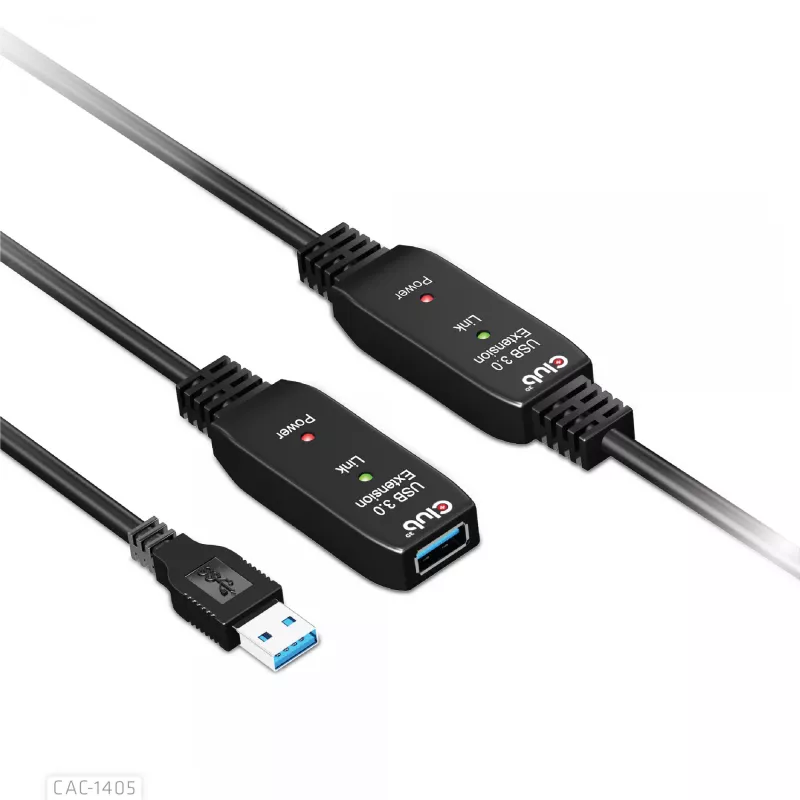 CLUB3D USB 3.2 Gen1 aktyvus kartotuvinis kabelis 10 m / 32,8 pėdų M/F 28AWG
