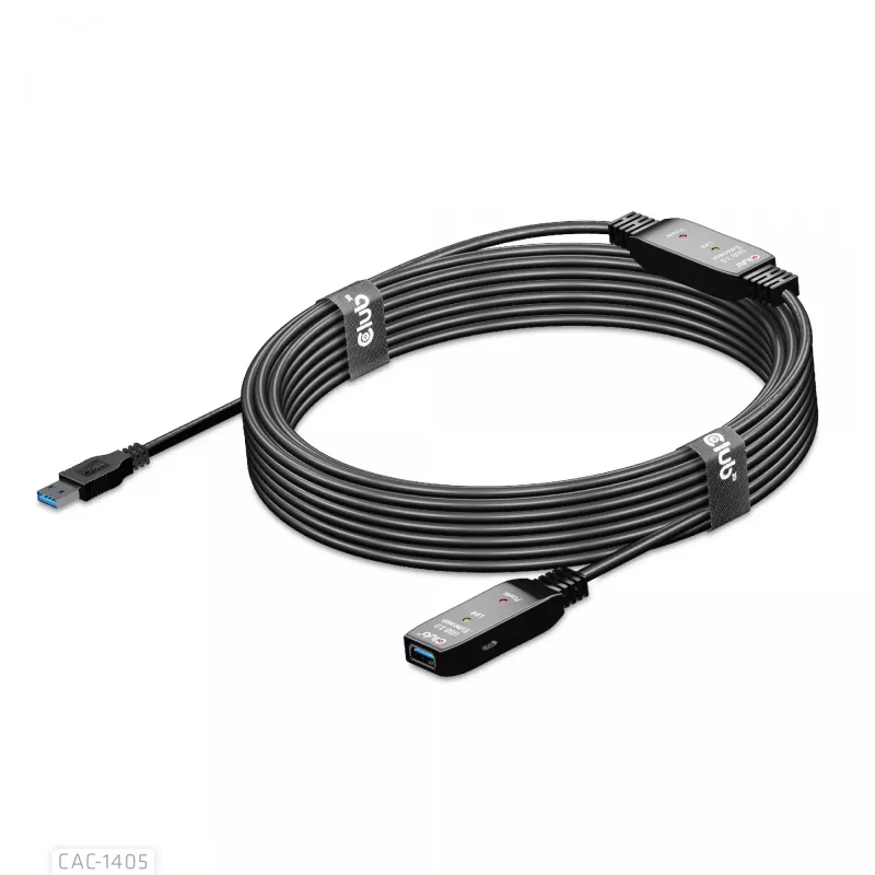 CLUB3D USB 3.2 Gen1 aktyvus kartotuvinis kabelis 10 m / 32,8 pėdų M/F 28AWG