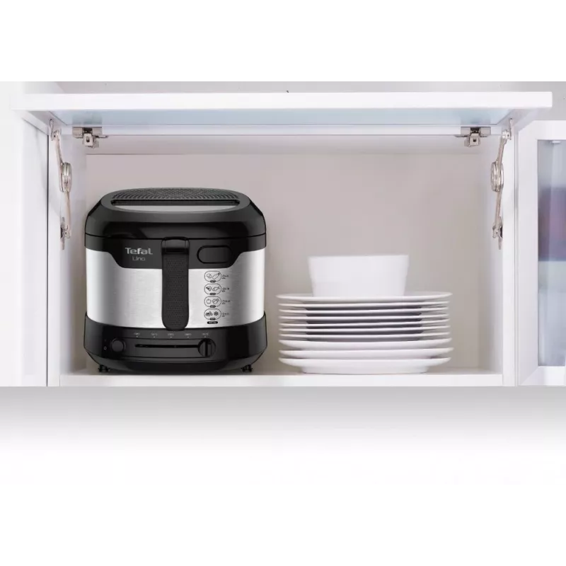 Tefal Uno FF215D Vientisos konstrukcijos 1,8 L 1600 W gruzdintuvė Juoda, Nerūdijantis plienas