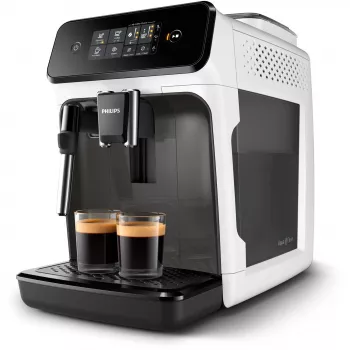 Philips 1200 serijos EP1223/00 espreso aparatas — 1,8 L vandens talpa, įmontuotas malūnėlis, 275 g pupelių talpykla, 1500 W, baltas