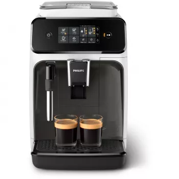 Philips 1200 serijos EP1223/00 espreso aparatas — 1,8 L vandens talpa, įmontuotas malūnėlis, 275 g pupelių talpykla, 1500 W, baltas