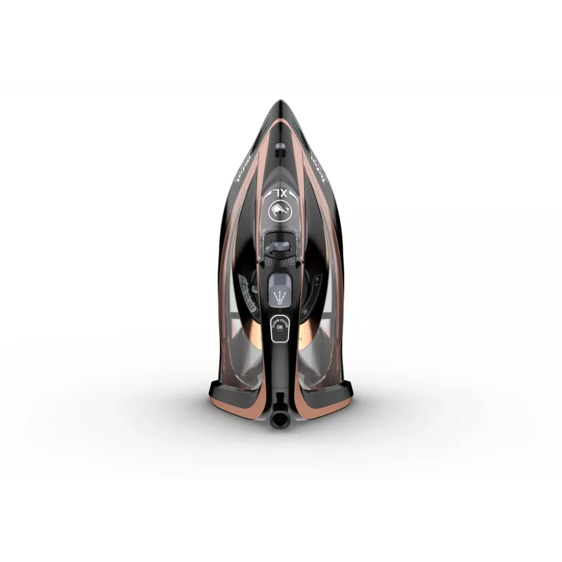 Tefal Ultimate Pure FV9845 garų lygintuvas, 3200 W, Durilium AirGlide Autoclean padas, 60 g/min nuolatiniai garai, 260 g/min garų impulsas, 350 ml bakelis, vertikalūs garai, juodas/varinis