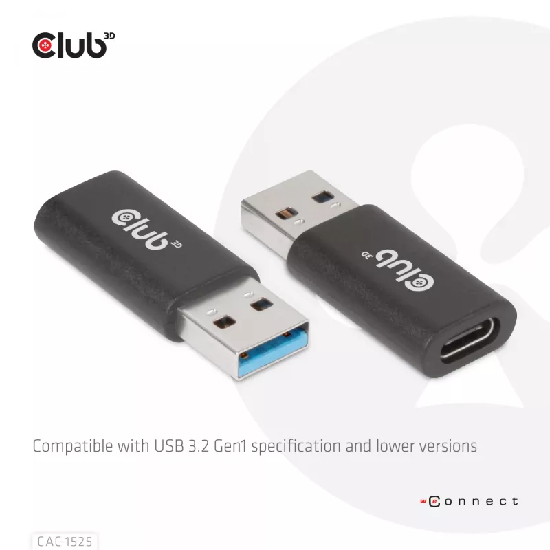 CLUB3D USB 3.2 Gen1 Type A į USB 3.2 Gen1 Type C adapteris M/F
