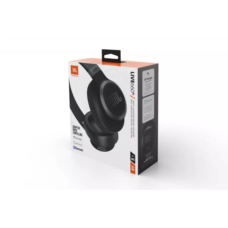 Ausinės JBL LIVE 660 NC juodos, laidinės ir belaidės, skambučiams/muzikai, 16 - 20000 Hz, 265 g