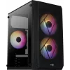 Kompiuterio korpusas AEROCOOL CS107V2 Mini Tower — Juodas, microATX/Mini-ITX, 2x120mm ventiliatoriai, 1x3.5 colio + 2x2.5 colio lizdai
