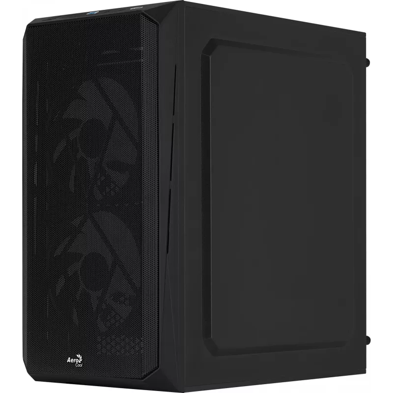 Kompiuterio korpusas AEROCOOL CS107V2 Mini Tower — Juodas, microATX/Mini-ITX, 2x120mm ventiliatoriai, 1x3.5 colio + 2x2.5 colio lizdai