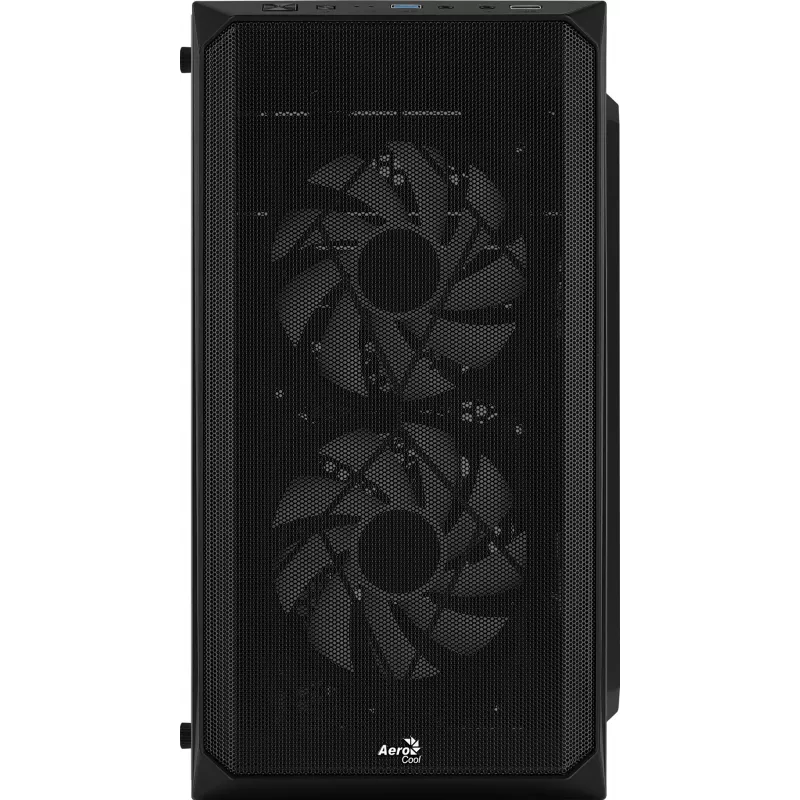 Kompiuterio korpusas AEROCOOL CS107V2 Mini Tower — Juodas, microATX/Mini-ITX, 2x120mm ventiliatoriai, 1x3.5 colio + 2x2.5 colio lizdai