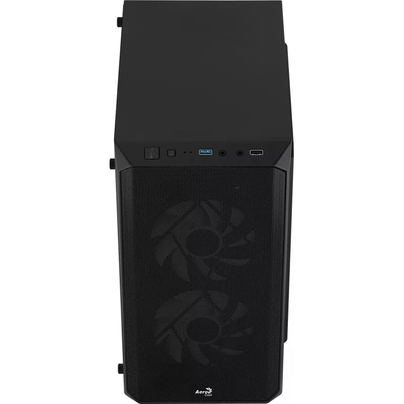 Kompiuterio korpusas AEROCOOL CS107V2 Mini Tower — Juodas, microATX/Mini-ITX, 2x120mm ventiliatoriai, 1x3.5 colio + 2x2.5 colio lizdai