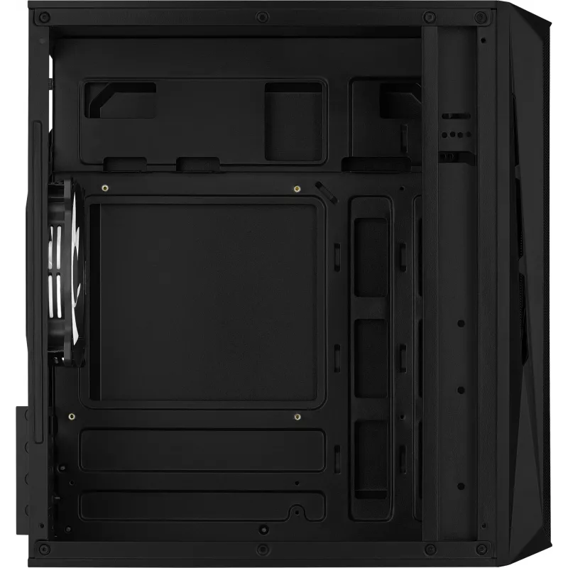 Kompiuterio korpusas AEROCOOL CS107V2 Mini Tower — Juodas, microATX/Mini-ITX, 2x120mm ventiliatoriai, 1x3.5 colio + 2x2.5 colio lizdai
