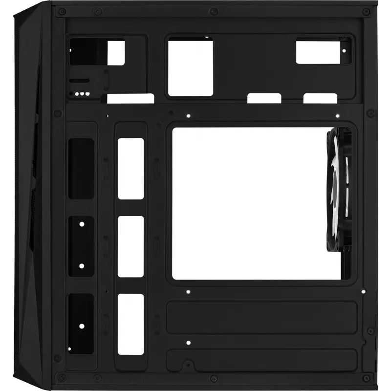 Kompiuterio korpusas AEROCOOL CS107V2 Mini Tower — Juodas, microATX/Mini-ITX, 2x120mm ventiliatoriai, 1x3.5 colio + 2x2.5 colio lizdai