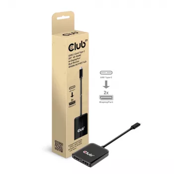 CLUB3D USB3.2 Gen2 Type-C (DP™ Alt-Mode) į DisplayPort™ dviejų monitorių 4K60Hz M/F MST šakotuvas