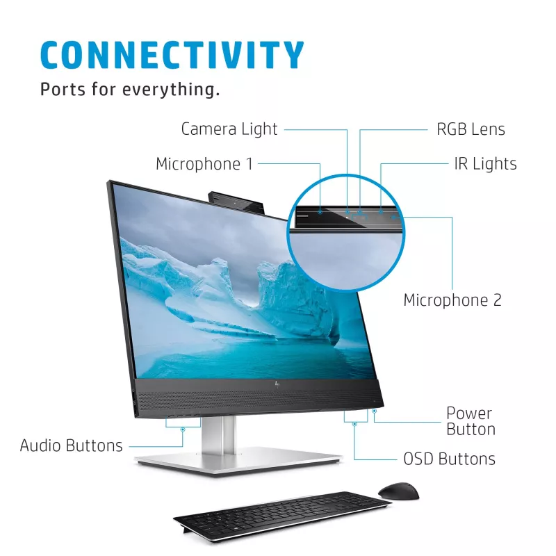 Monitorius HP E24mv G4 23,8 colio Full HD 1920 x 1080 su integruota 5MP kamera