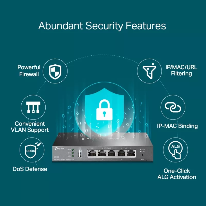 Maršrutizatorius TP-Link SafeStream Gigabit Multi-WAN VPN TL-R605