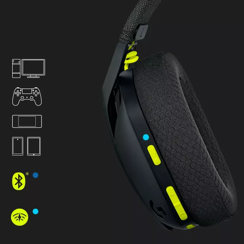 LOGITECH G435 Lightspeed belaidžiai žaidimų ausinės – juodos