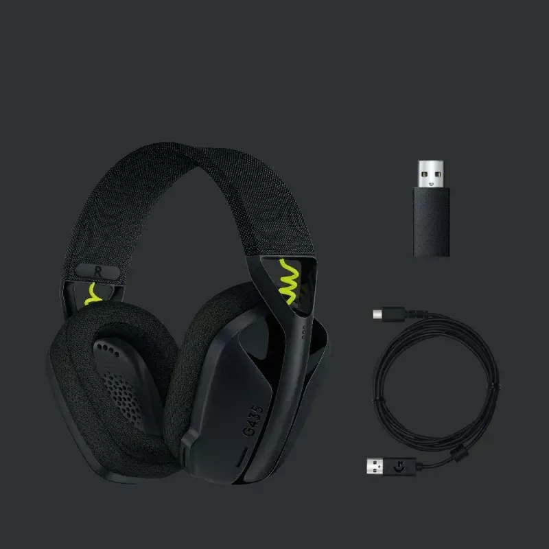LOGITECH G435 Lightspeed belaidžiai žaidimų ausinės – juodos