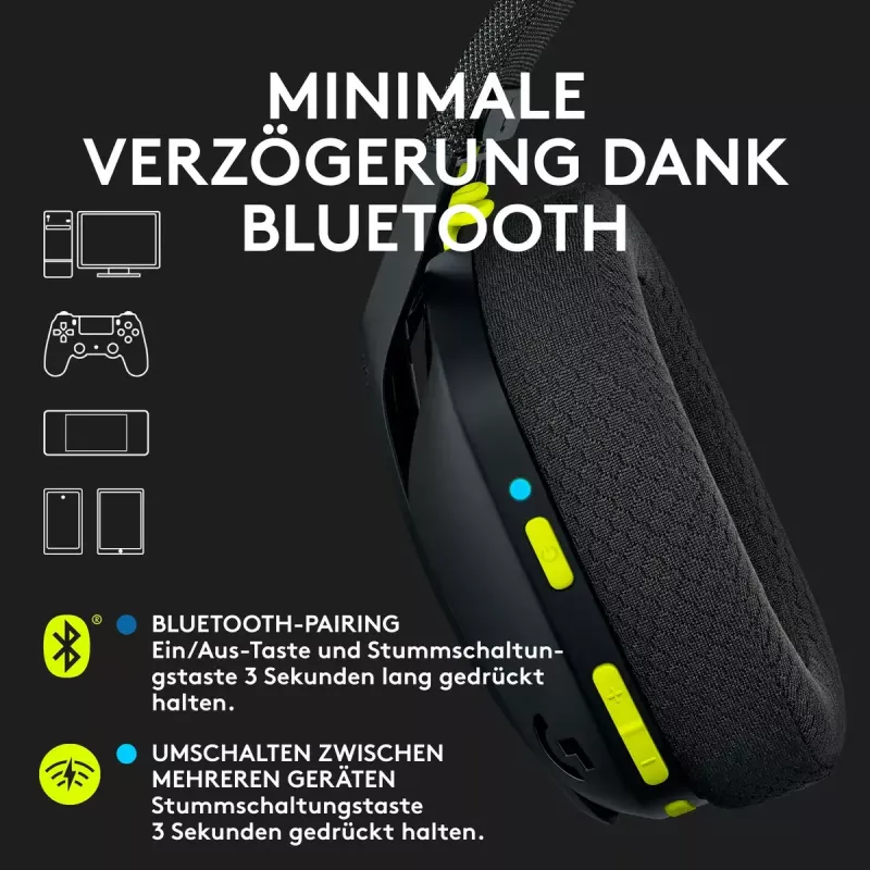 LOGITECH G435 Lightspeed belaidžiai žaidimų ausinės – juodos