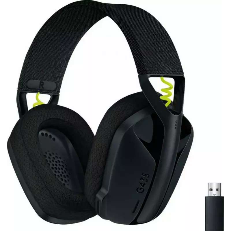 LOGITECH G435 Lightspeed belaidžiai žaidimų ausinės – juodos