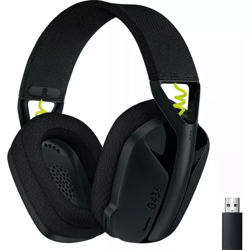 LOGITECH G435 Lightspeed belaidžiai žaidimų ausinės – juodos