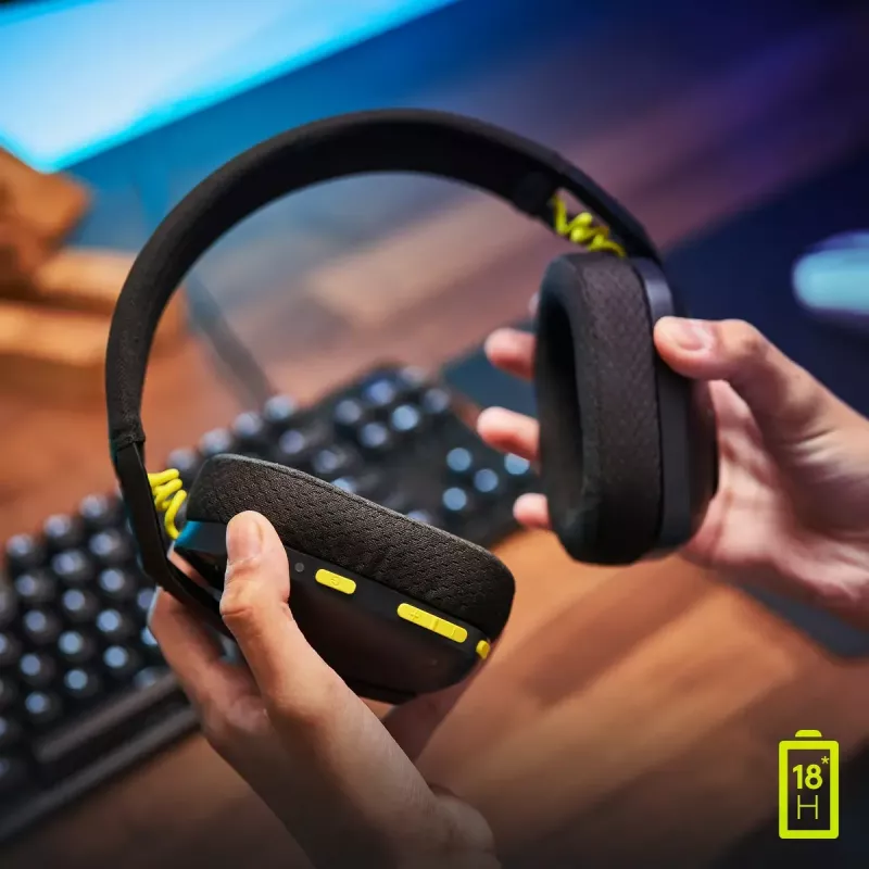 LOGITECH G435 Lightspeed belaidžiai žaidimų ausinės – juodos