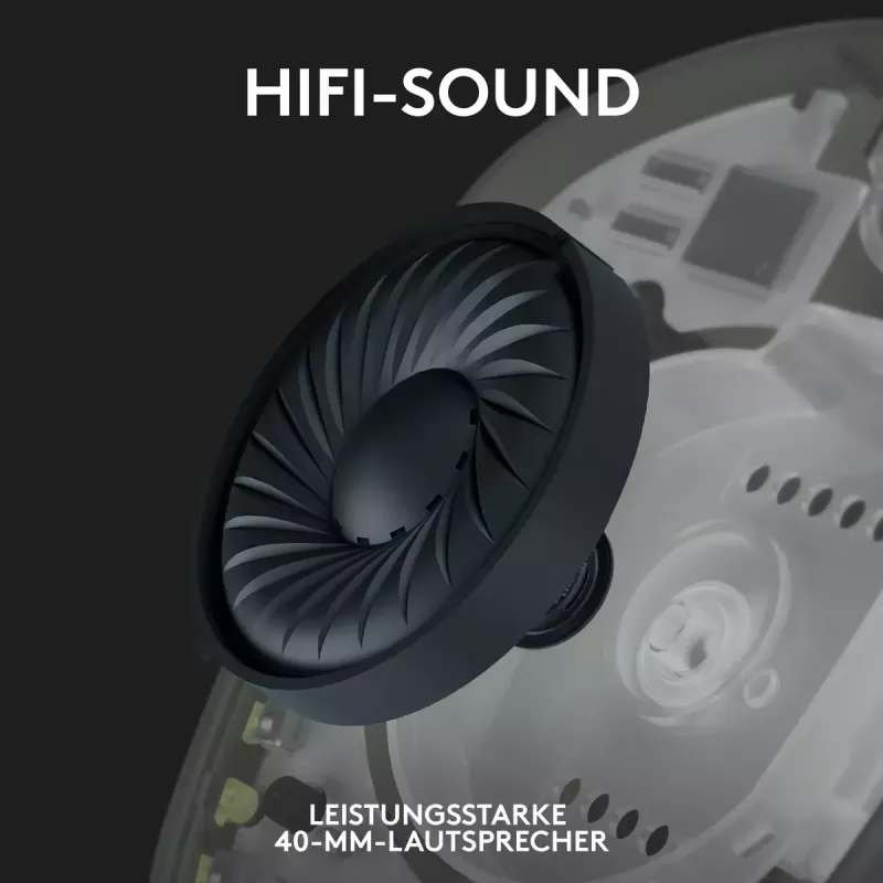 LOGITECH G435 Lightspeed belaidžiai žaidimų ausinės – juodos