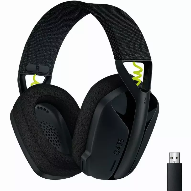 LOGITECH G435 Lightspeed belaidžiai žaidimų ausinės – juodos