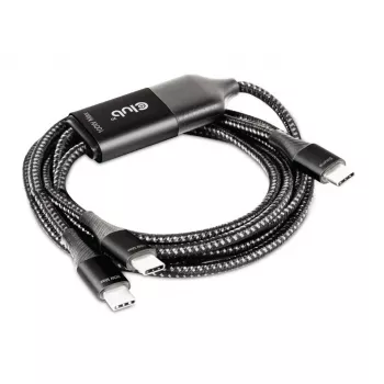 CLUB3D CAC-1527 USB Type-C Y krovimo laidas 2x USB-C iki 100W 1,83m