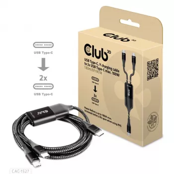 CLUB3D CAC-1527 USB Type-C Y krovimo laidas 2x USB-C iki 100W 1,83m