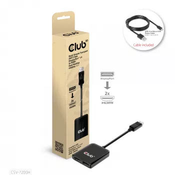 CLUB3D CSV-7200H MST Hub DisplayPort 1.4 į HDMI dviejų monitorių 4K60Hz M/F