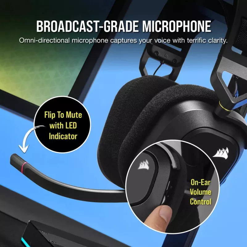 CORSAIR Gaming ausinės HS80 - belaidės - anglies