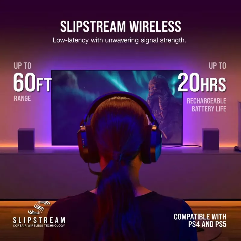CORSAIR Gaming ausinės HS80 - belaidės - anglies