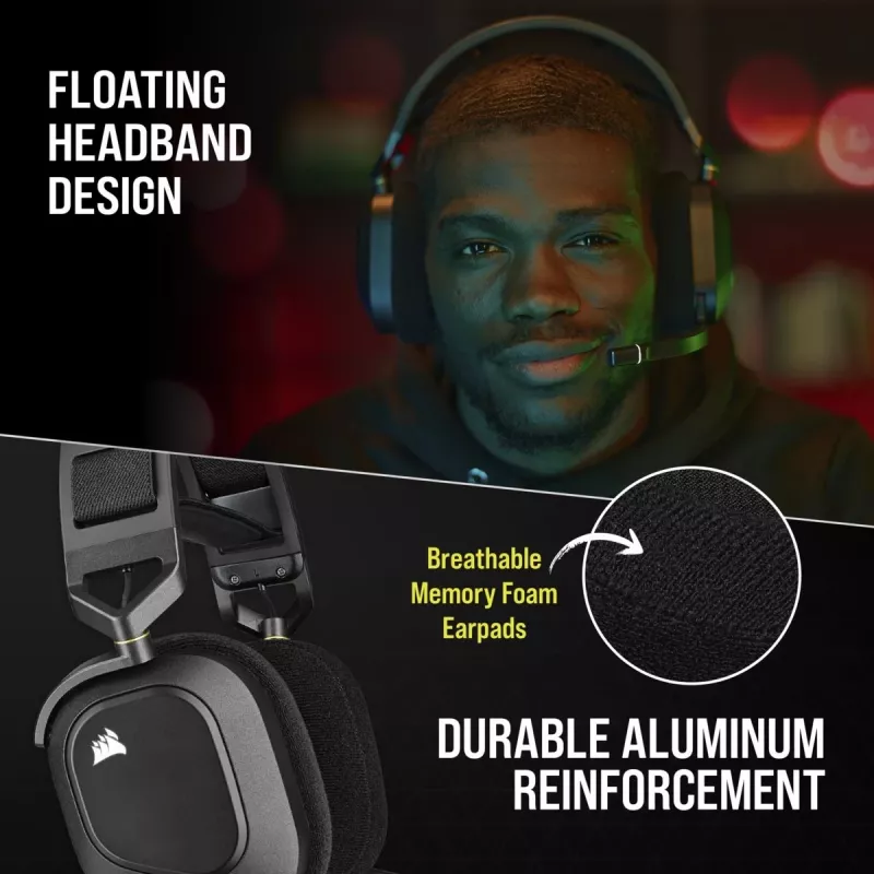CORSAIR Gaming ausinės HS80 - belaidės - anglies