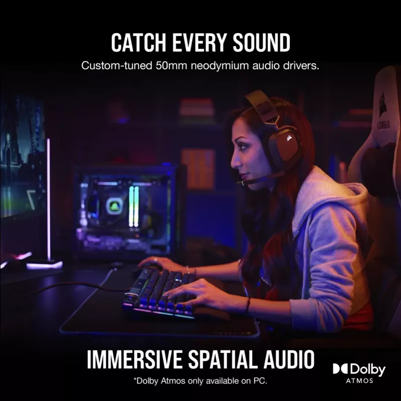 CORSAIR Gaming ausinės HS80 - belaidės - anglies