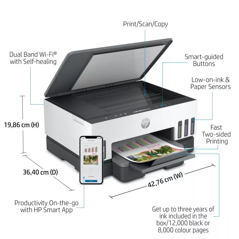 HP Smart Tank 7005 Belaidis daugiafunkcis spausdintuvas (spalvotas, dvipusis spausdinimas; kopijavimas, skenavimas)