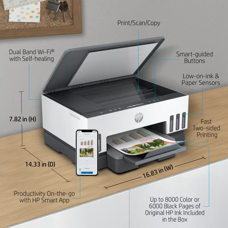 HP Smart Tank 7005 Belaidis daugiafunkcis spausdintuvas (spalvotas, dvipusis spausdinimas; kopijavimas, skenavimas)