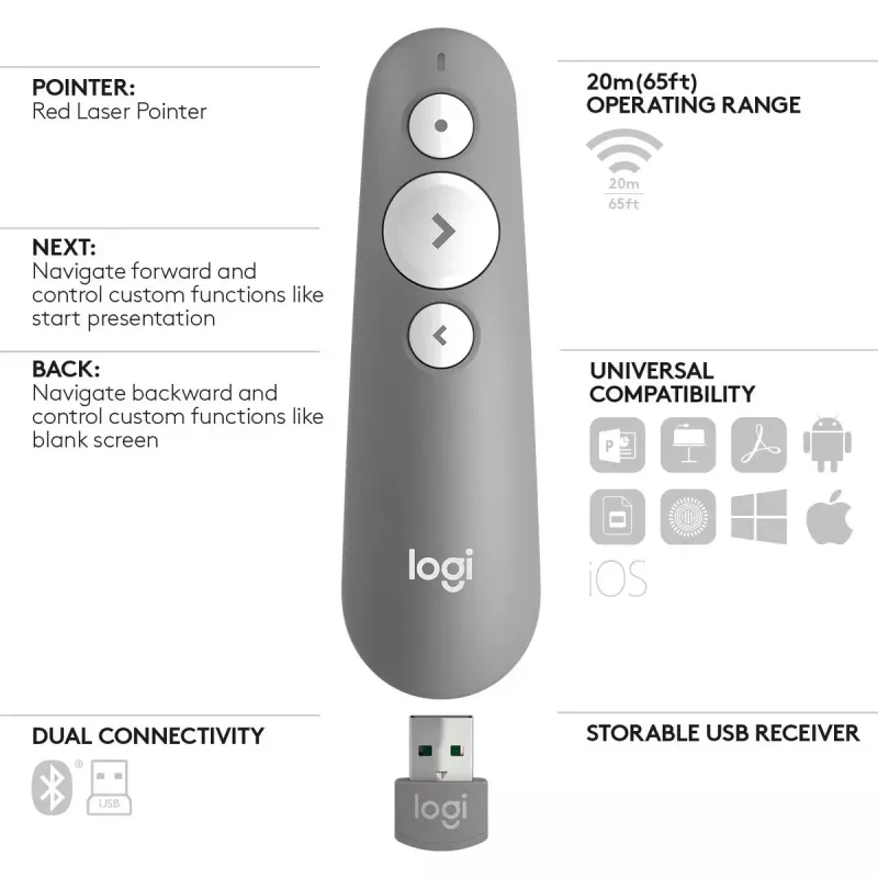 LOGITECH R500 Laser Presentation Remote pilka spalva