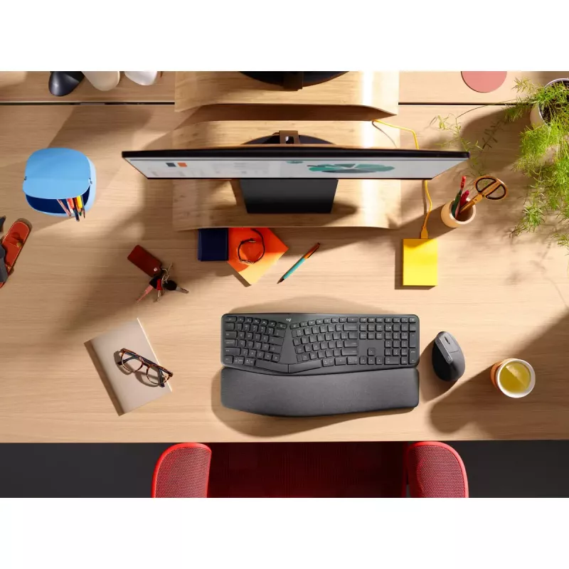 LOGITECH Ergo K860 – belaidė split klaviatūra verslui, Graphite, Qwerty Pan Nordic
