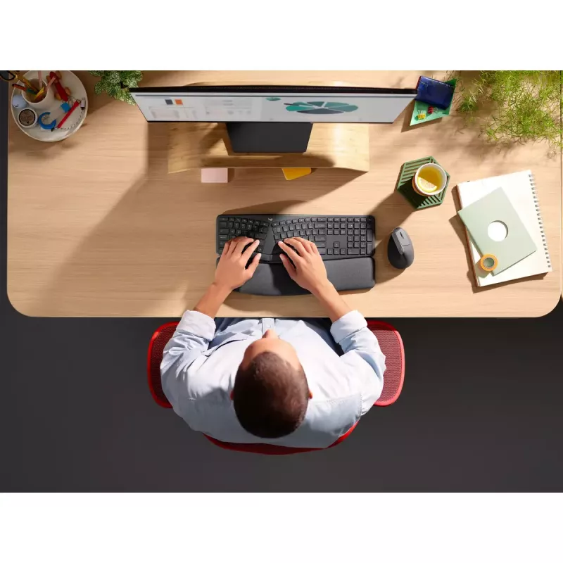 LOGITECH Ergo K860 – belaidė split klaviatūra verslui, Graphite, Qwerty Pan Nordic