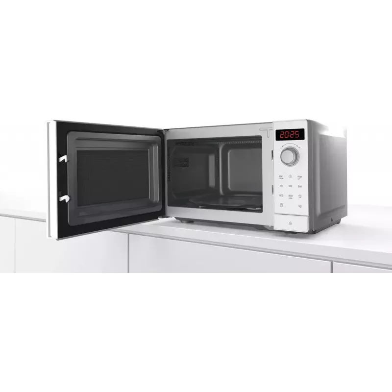 Mikrobangų krosnelė Bosch Serie 2 FFL023MW0 – 800 W, 20 L, 5 galingumo lygių, 270 mm sukamoji lėkštė, balta