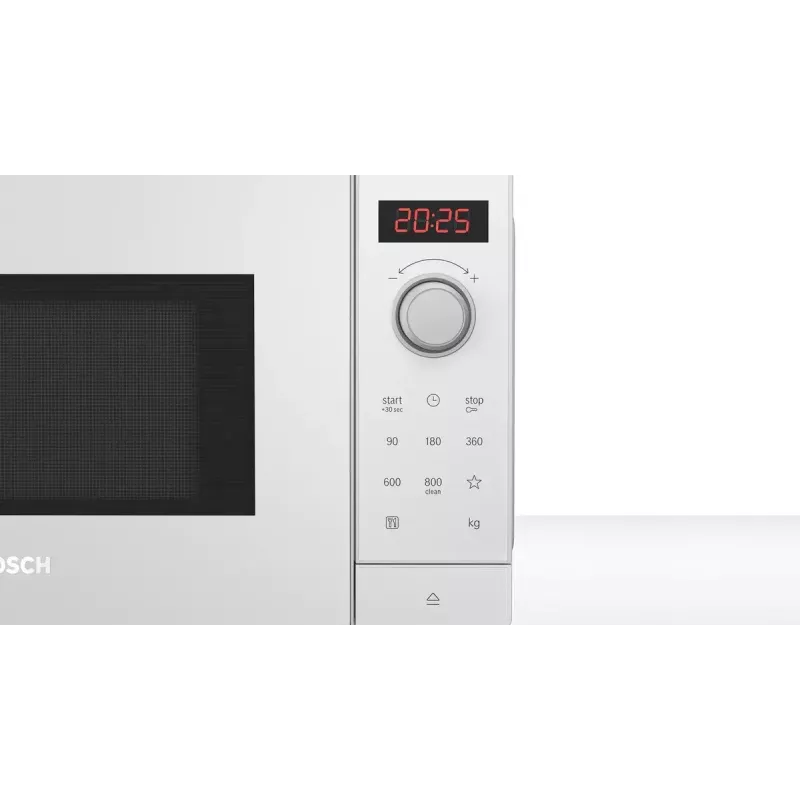 Mikrobangų krosnelė Bosch Serie 2 FFL023MW0 – 800 W, 20 L, 5 galingumo lygių, 270 mm sukamoji lėkštė, balta