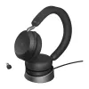 Jabra Evolve2 75 - USB-C MS Teams su stovu - juoda, laidinis ir belaidis, pokalbiams/muzikai, 20 - 20000 Hz, 197 g, ausinės, juoda