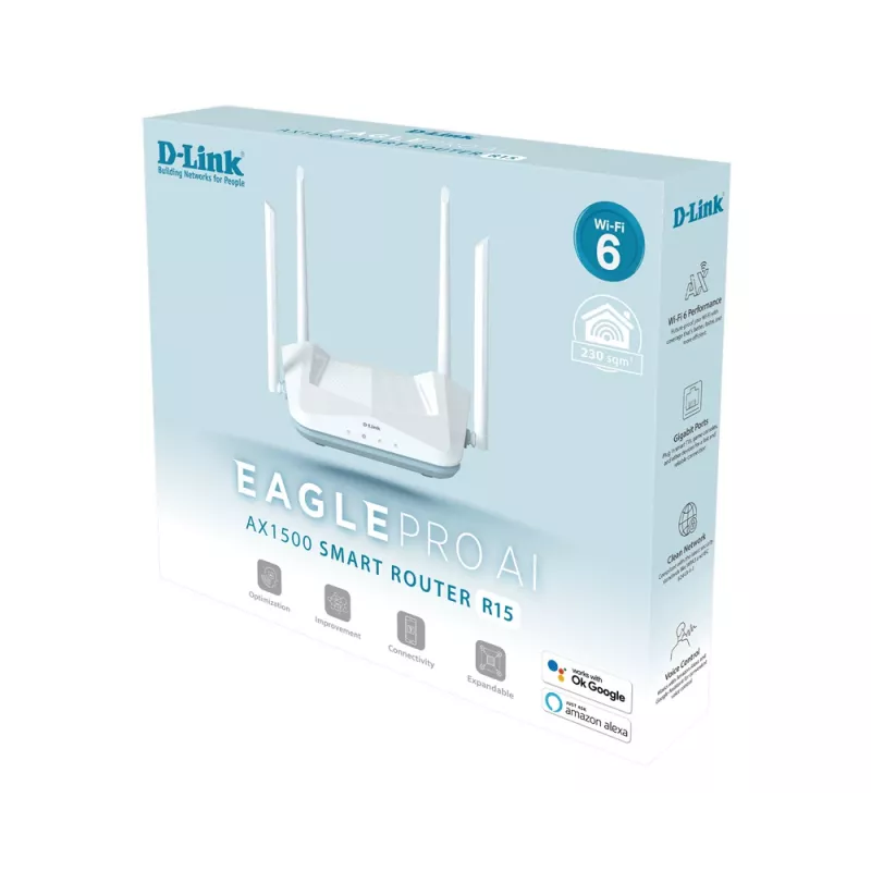 Stalinis maršrutizatorius D-Link R15 EAGLE PRO AI Dviejų juostų Wi-Fi 6