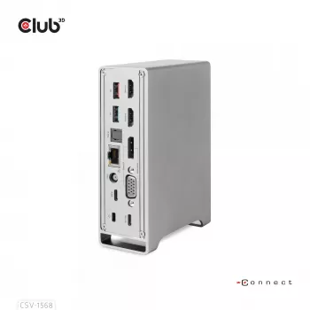 Docking stotelė CLUB3D CSV-1568 metalinis korpusas USB Gen2 Type-C USB Gen2 Type-A HDMI DP VGA RJ45 120W