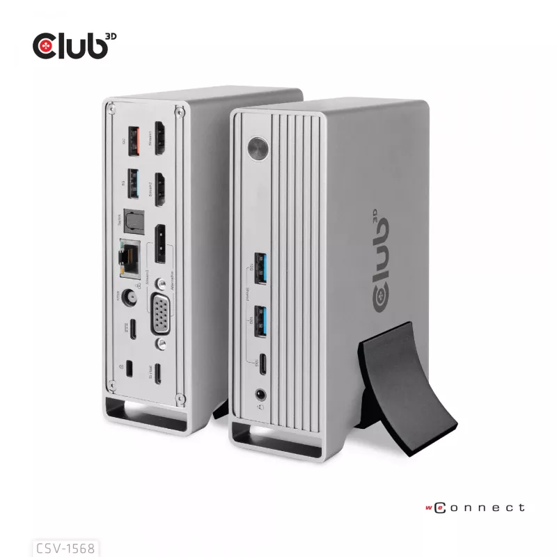 Docking stotelė CLUB3D CSV-1568 metalinis korpusas USB Gen2 Type-C USB Gen2 Type-A HDMI DP VGA RJ45 120W
