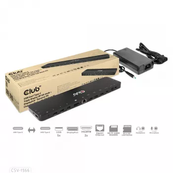 CLUB3D CSV-1566 USB Gen1 Type-C Triple Display Dock su 120 W maitinimo adapteriu