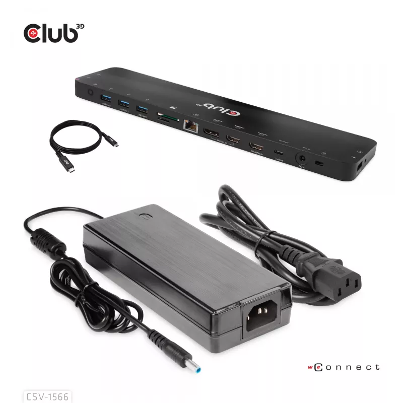 CLUB3D CSV-1566 USB Gen1 Type-C Triple Display Dock su 120 W maitinimo adapteriu