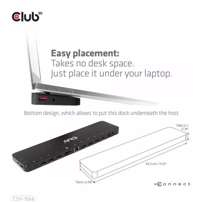 CLUB3D CSV-1566 USB Gen1 Type-C Triple Display Dock su 120 W maitinimo adapteriu